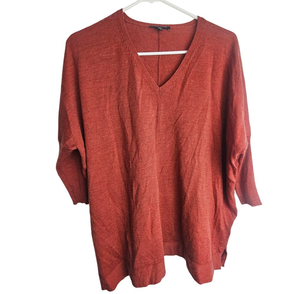 Eileen Fisher Womens Merino Wool V-Neck Sweater Size PM Sustainable Lagenlook